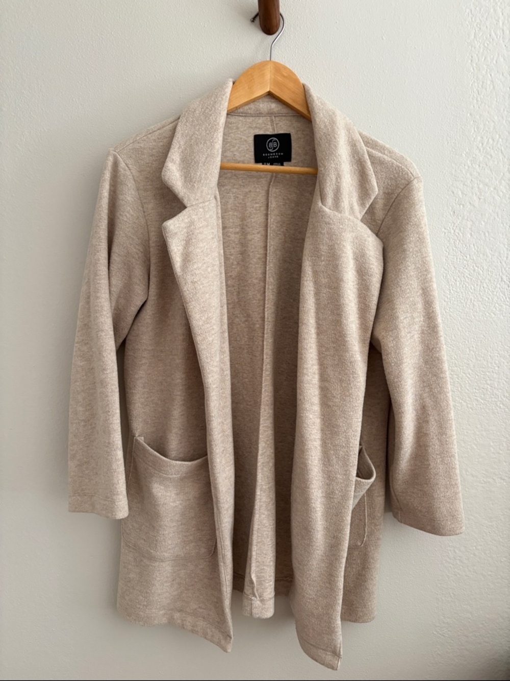Boom Boom Jeans Heathered Beige Open-Front Cardigan